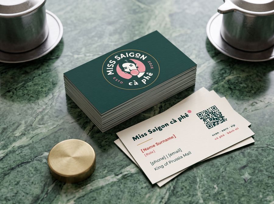 Photoreal mock-up: business cards on green marble