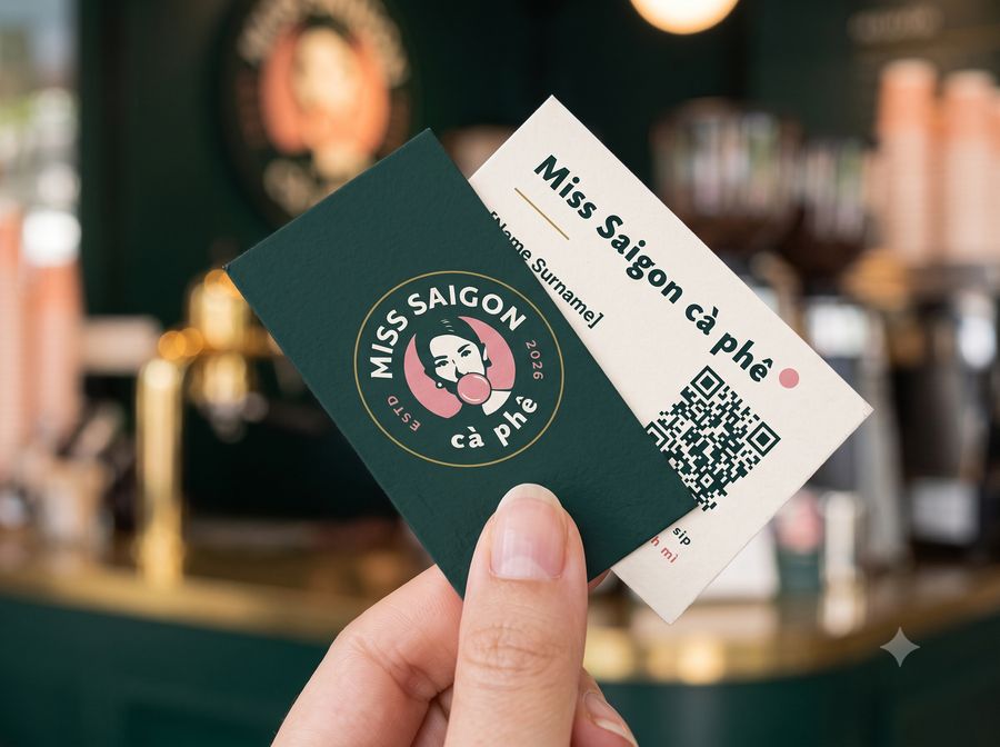 Photoreal mock-up: business card in hand
